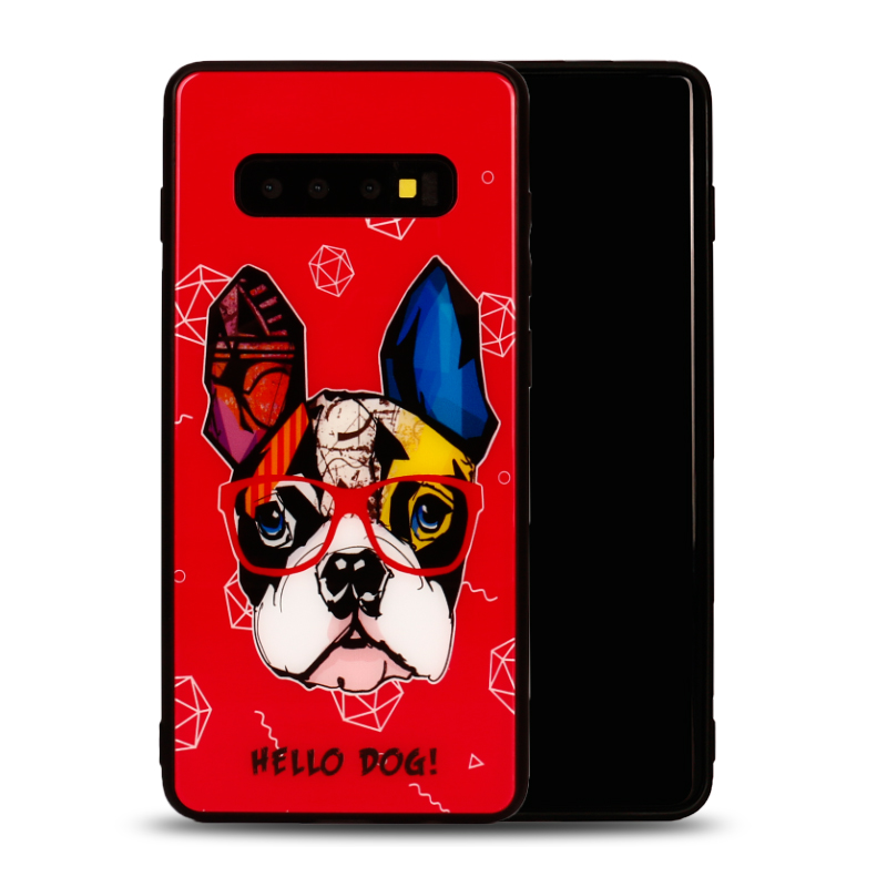 Galaxy S10+ (Plus) Design Tempered Glass Hybrid Case (Hello DOG)